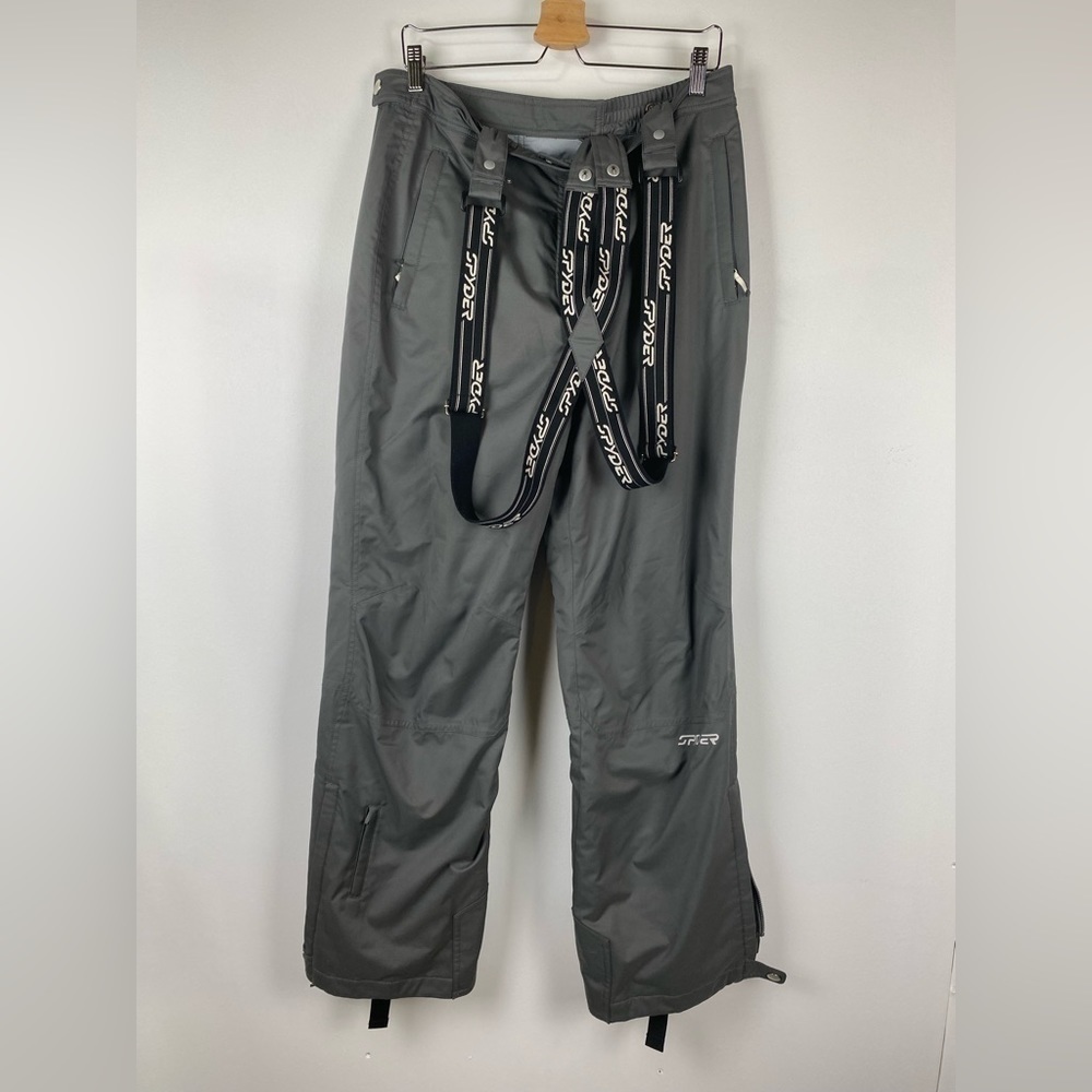 Spyder Gray Thinsulate XTL 10,000 Snowboard Ski Pants With Suspender, Size 16